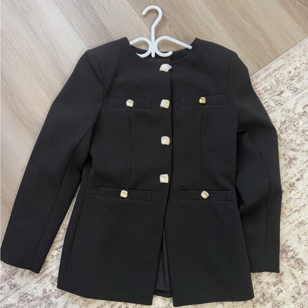 Endless Rose Black Blazer with Gold Accents